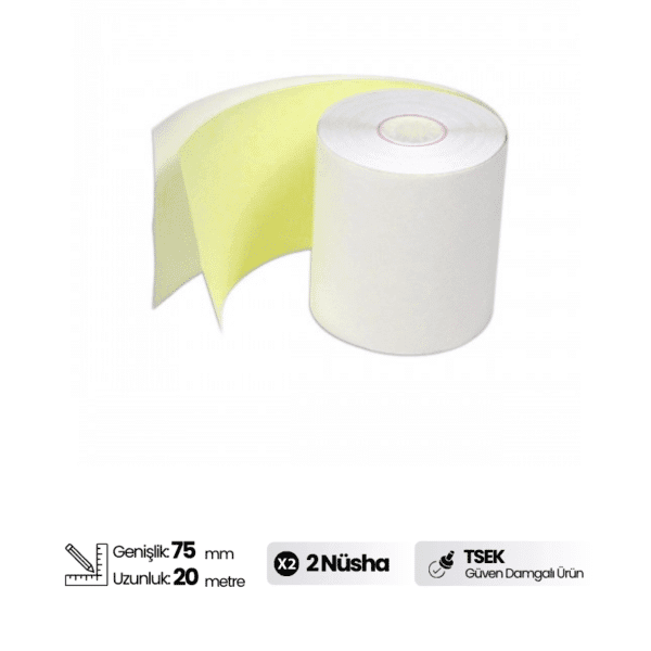 75X20m 2 Nüsha Otocopy Rulo (75x40) TTS Taşıt Tanıma Rulosu, Adisyon Mutfak Rulosu